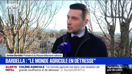 "Le monde agricole est dans une situation de grande souffrance", déclare Jordan Bardella, président du Rassemblement national