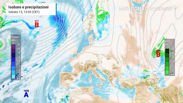 Perturbazioni verso l'Italia con circolazione di aria umida e mite mediterranea. Svolta a Natale?