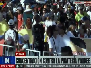 Petareños se concentran para iniciar marcha en rechazo a la guerra y contra la piratería yankee