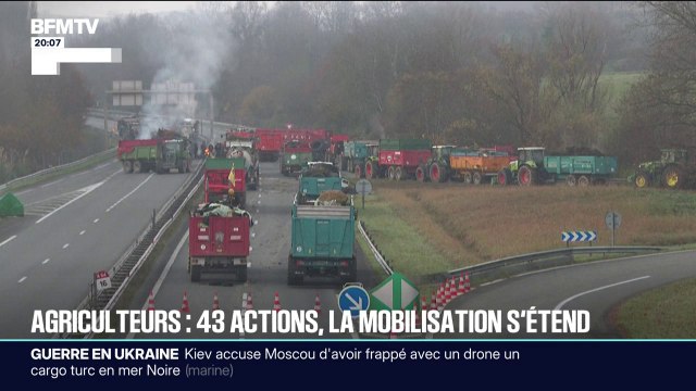 Crise agricole: 43 mobilisations ont été recensées en France, mobilisant environ 2.000 personnes