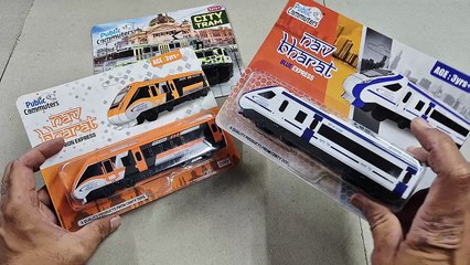 Unboxing and Review of Centy Toys Nav Bharat Blue Express, Public Commuters City Tram pull-back toy
