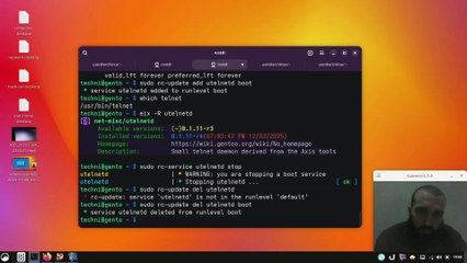 telnet client and server setup on gentoo