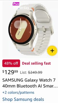 SAMSUNG Galaxy Watch 7 40mm Bluetooth AI Smartwatch w/Energy Score, Wellness Tips, Heart Rate Tracking, Sleep Monitor, Fitness Tracker, 2024,