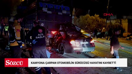 Kaza sonucu yolda duran kamyona otomobil çarptı; 1 ölü, 2 yaralı