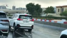 Video: Traffic crawls as rainwater pools on UAE roads