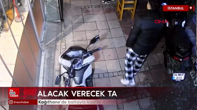 Kağıthane’de baltayla kuaför dükkanını basan şüpheli iş yerini dağıttı