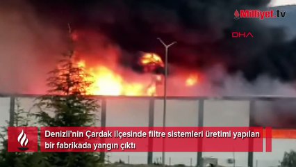 Denizli'de korkutan fabrikada yangın! Siyah dumanlar ilçeyi kapladı