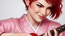 “Play the electric guitar“ This video was generated by the AI, Grok Imagine. #redhair #kimono #guitar