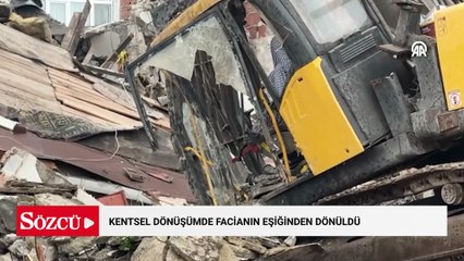 Yıkım sırasında binadan düşen beton parçaları operatöre isabet etti