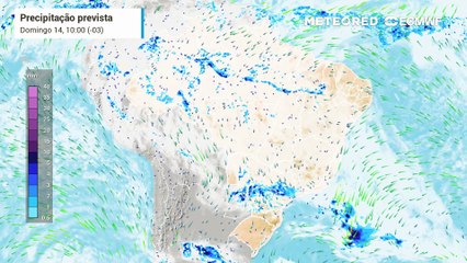 Domingo, 14 de dezembro: chuva, nebulosidade e vento