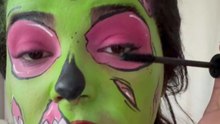 Makeup artist creates a cartoon zombie look for her Halloween makeup series