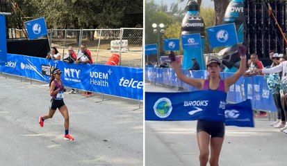 Ella es Isabel Guadalupe Oropeza Vázquez y es la ganadora de la rama femenil en el Maratón Monterrey 2025