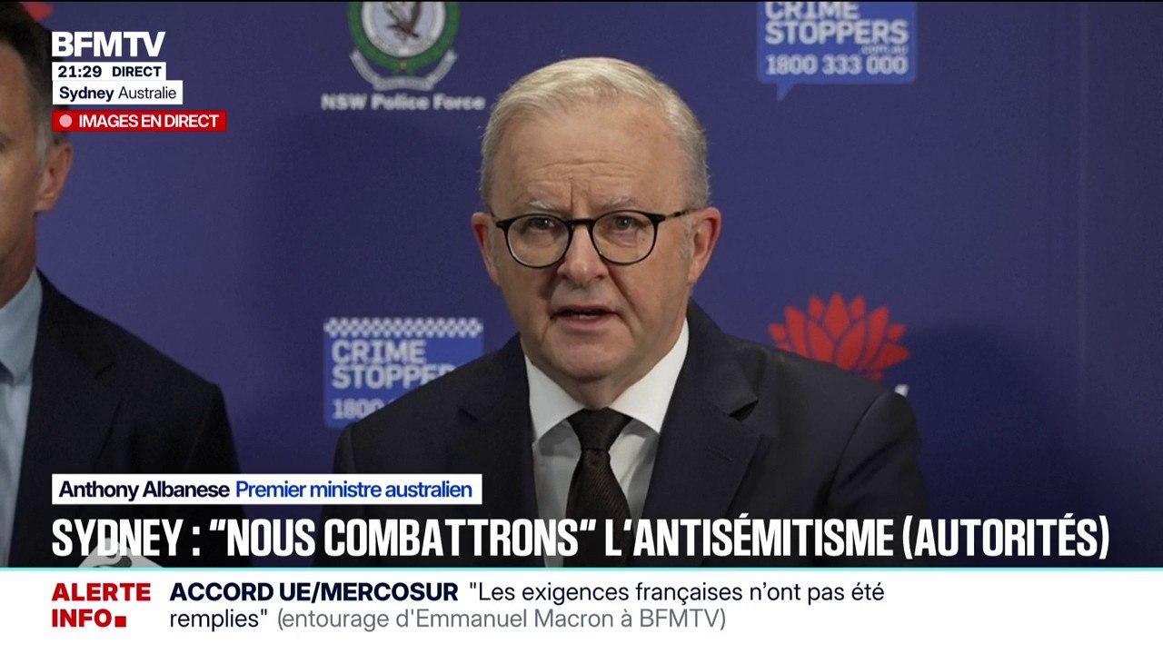 Fusillade à Sydney: "Nous combattrons et ferons tout ce qui est en notre pouvoir pour lutter contre l'antisémitisme", déclare le Premier ministre australien