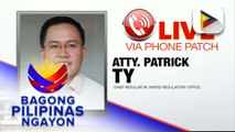 Panayam kay  MWSS Regulatory Office Chief regulator Atty. Patrick Ty ukol sa rate adjustment ng Maynilad at Manila Water sa 2026