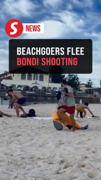 Eyewitness video shows people fleeing as gunshots ring out at Bondi Beach
