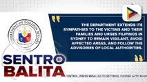 DFA, nagpaabot ng pakikiramay sa mga biktima ng pamamaril sa Sydney, Australia;  DFA, walang natatanggap na ulat na may Pilipinong nadamay sa insidente