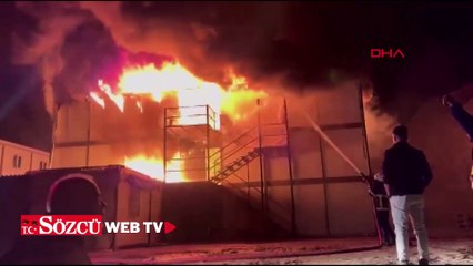 Şantiyede işçilerin yatakhanesinde çıkan yangın söndürüldü