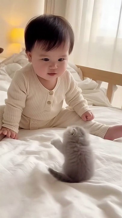 Baby Finally Catches The Cat And Can't Stop Lau...