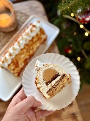 Bûche de Noël Crème Brûlée | Recette de Bûche Originale pour les Fêtes avec Praliné Vanille Maison