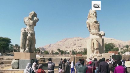 Egypt unveils newly restored statues of Amenhotep III in Luxor