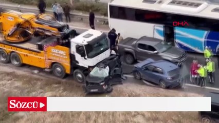 Ankara'da vinç, 13 araca çarptı; 5 yaralı