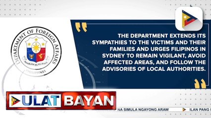 DFA, nagpaabot ng pakikiramay sa mga biktima ng pamamaril sa Sydney, Australia