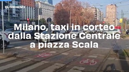 Milano, taxi in corteo dalla Stazione Centrale a piazza Scala