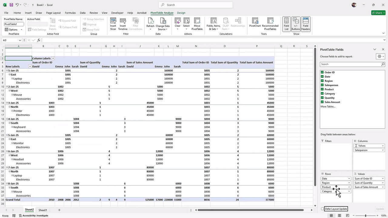 Microsoft Excel 80 Using Slicers with PivotTables