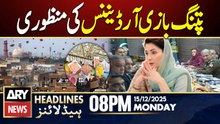 Punjab Kite Flying Ordinance 2025 approved | ARY News 8 PM Headlines | 15th Dec 2025