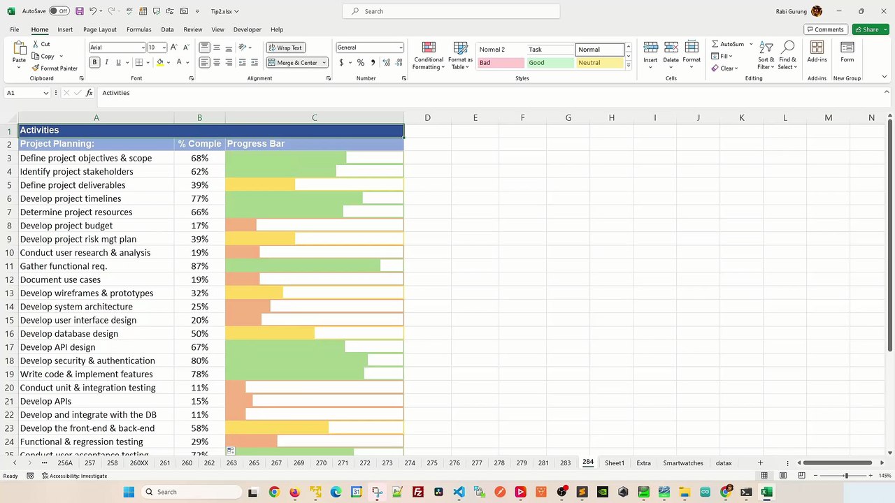 How to create progress bars in Excel with conditional formatting? - Excel Tips and Tricks