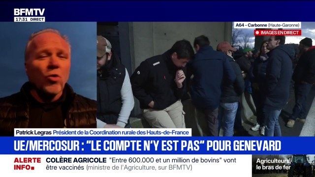 Colère des agriculteurs: “Depuis le mois de juin, on pouvait démarrer la vaccination, on a perdu six mois”, estime Patrick Legras, président de la CR des Hauts-de-France