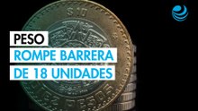 Peso mexicano se fortalece y rompe el piso de 18 por dólar