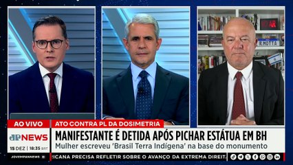 Manifestante é detida após pichar estátua durante ato contra PL da dosimetria em BH