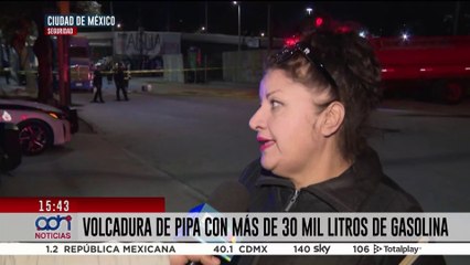Vuelca pipa con más de 30 mil litros de gasolina en la alcaldía Coyoacán