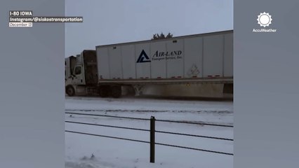 Trucks slide off I-80 amid snowy travel chaos