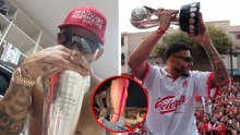 Alexis Vega celebra el triunfo de Toluca con cervezas y enseñando el trasero