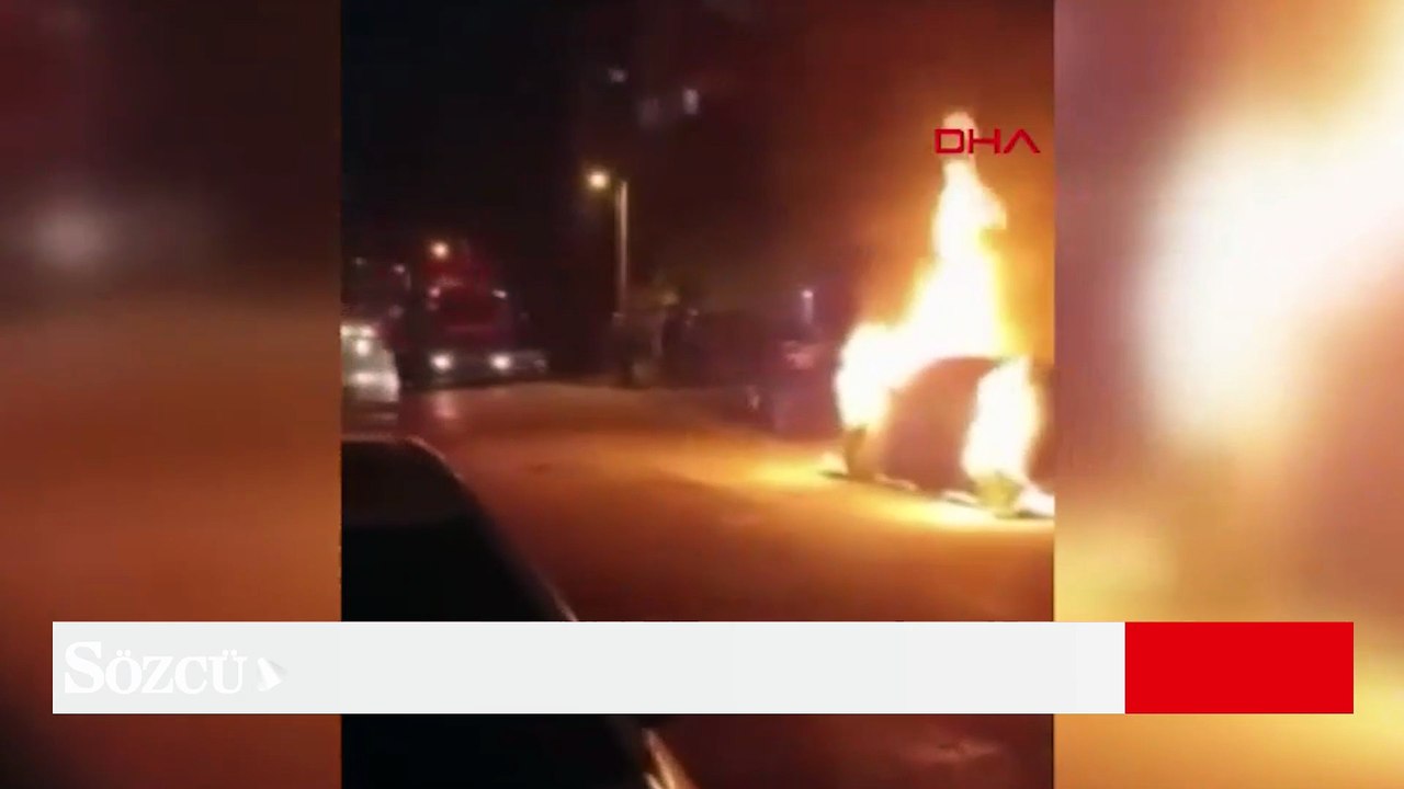Bursa'da seyir halinde yanan otomobil alev topuna döndü