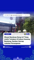 Detik-Detik Tiang Listrik Terbakar di Kebon Kawung Bandung