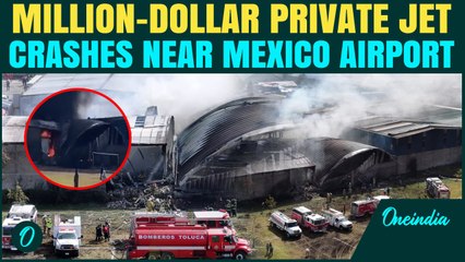 VIDEO: Private Jet CRASHES Near Mexico Airport During Emergency Landing | Plane Slams Into Building