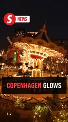 Christmas lights brighten up a dark Copenhagen