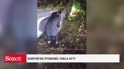 Sarıyer’de otomobil takla attı; mahsur kalan sürücüyü çevrededekiler kurtardı