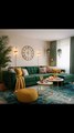 🌿✨ Transform your whole home into a luxe, green‑gold oasis! ✨🌿*Living Room (as seen in the image):* A chic, emerald‑green sectional sofa with scalloped cushions steals the show, dressed up with mustard‑yellow & floral throw pillows and a knitted.
