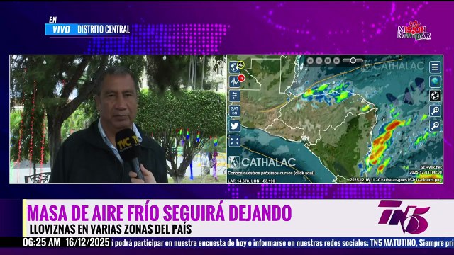 Masa de aire frío seguirá dejando lloviznas en varias zonas del país
