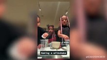 North West Teaches Chicago & Psalm How To Make Milkshakes In Cute New Tiktok Video