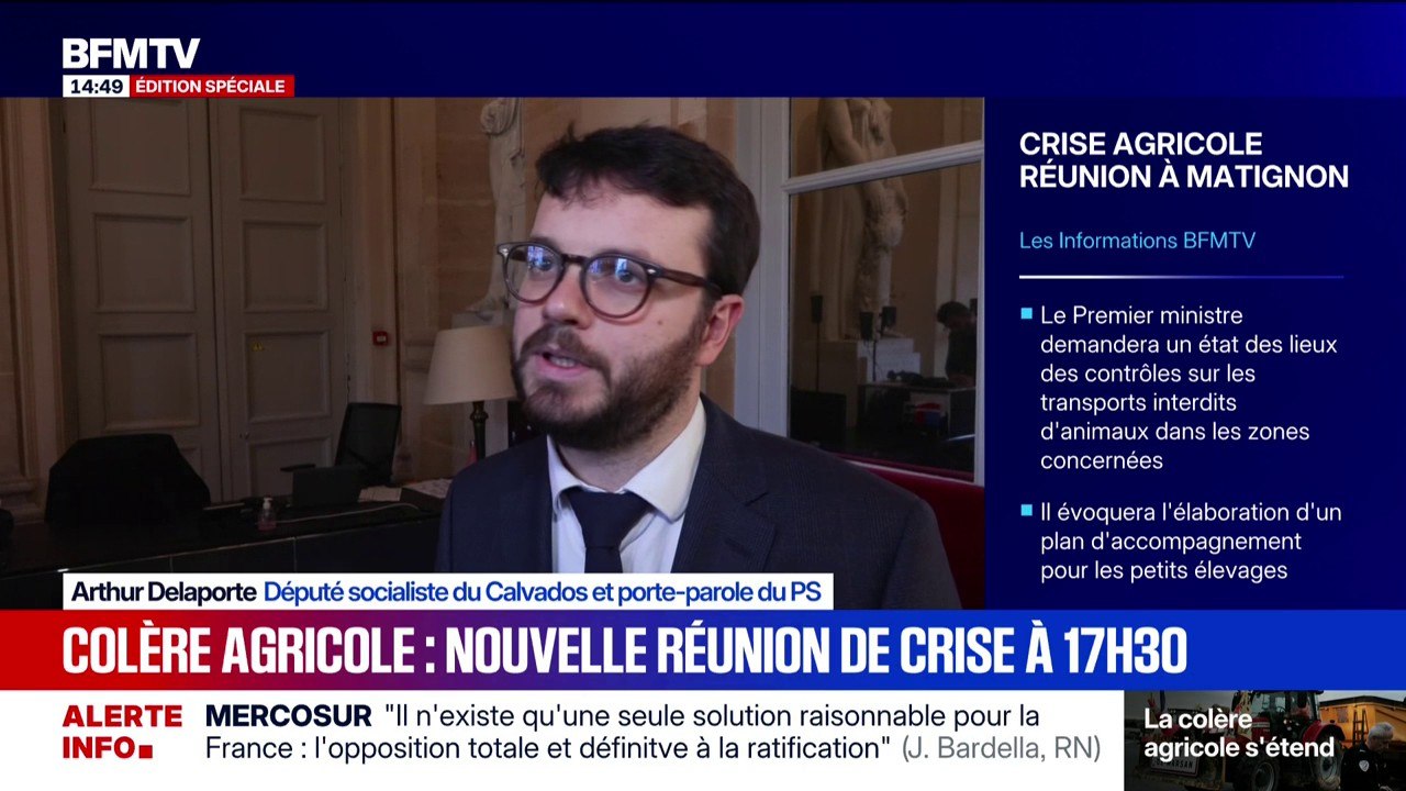 Colère agricole: "Il faut être à l'écoute du monde agricole dans le respect du cadre scientifique" estime Arthur Delaporte (PS)
