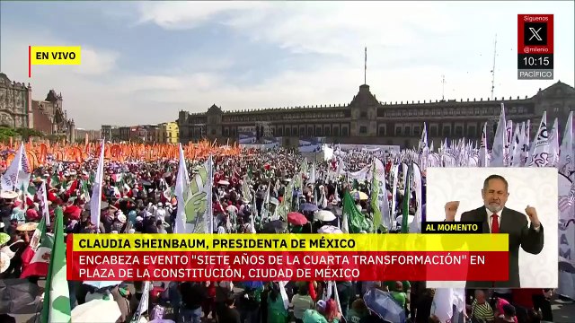 Sheinbaum encabeza evento “Siete años de la Cuarta Transformación” en el Zócalo