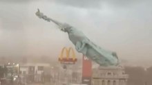Statue of Liberty replica collapses after being battered by high winds in Brazil