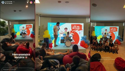 Filho de Marília Mendonça encanta a web com primeira apresentação de bateria ao lado do pai, Murilo Huff; veja