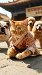 Kung fu master style funny cat video