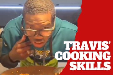 Travis Hunter shows fans his cooking skills that surprise his wife